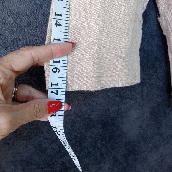 J.Jill LINEN Tan Khaki Layering Jacket Blazer Boho Bohemian Lagenlook Pockets - Picture 8 of 8